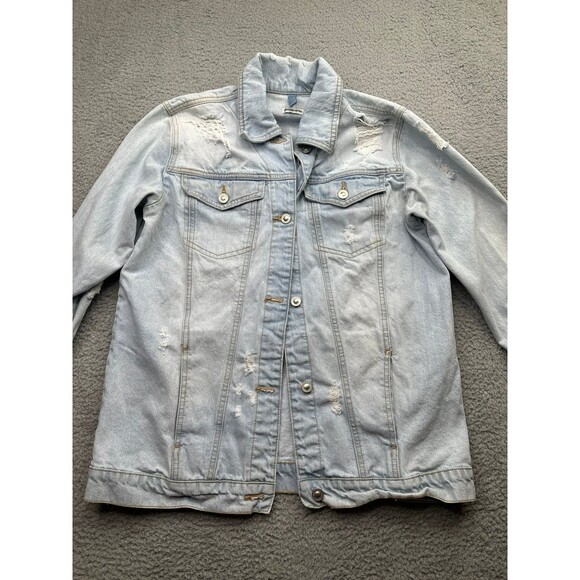 Stradivarius destructed Denim jacket size large - Picture 2 of 12